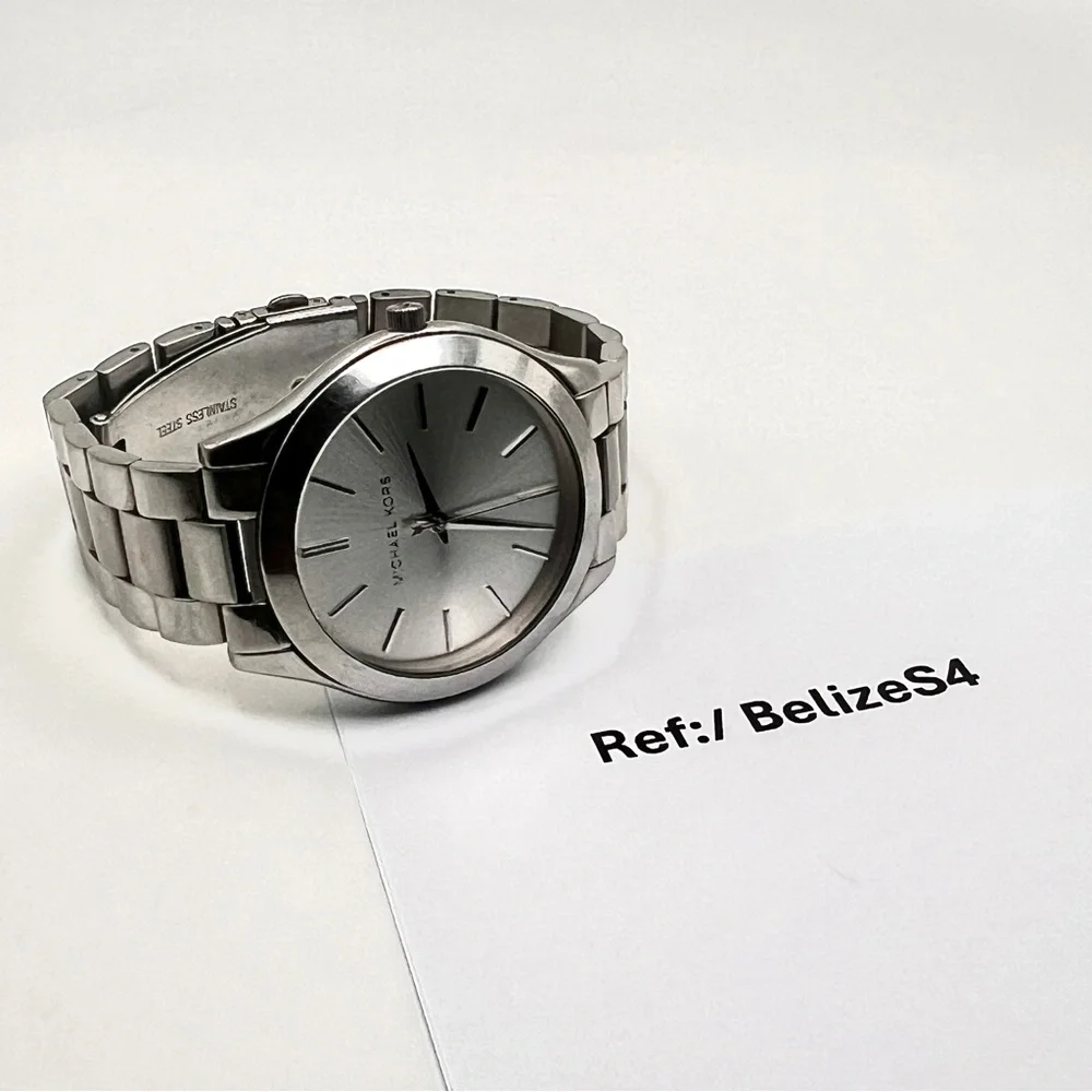 Michael Kors Runway Slim Watch Silver Unisex 40mm case 7" Wrist New Battery - Picture 7 of 10